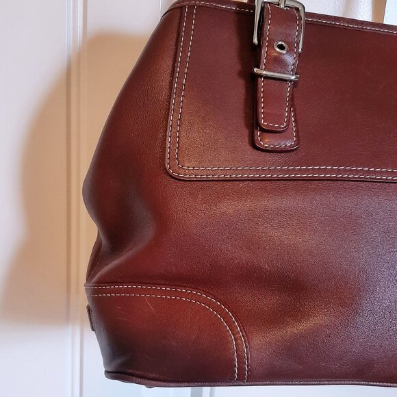 Vintage Coach Hampton Satchel 7555 Shoulder Bag Burgundy Leather - Picture 7 of 16